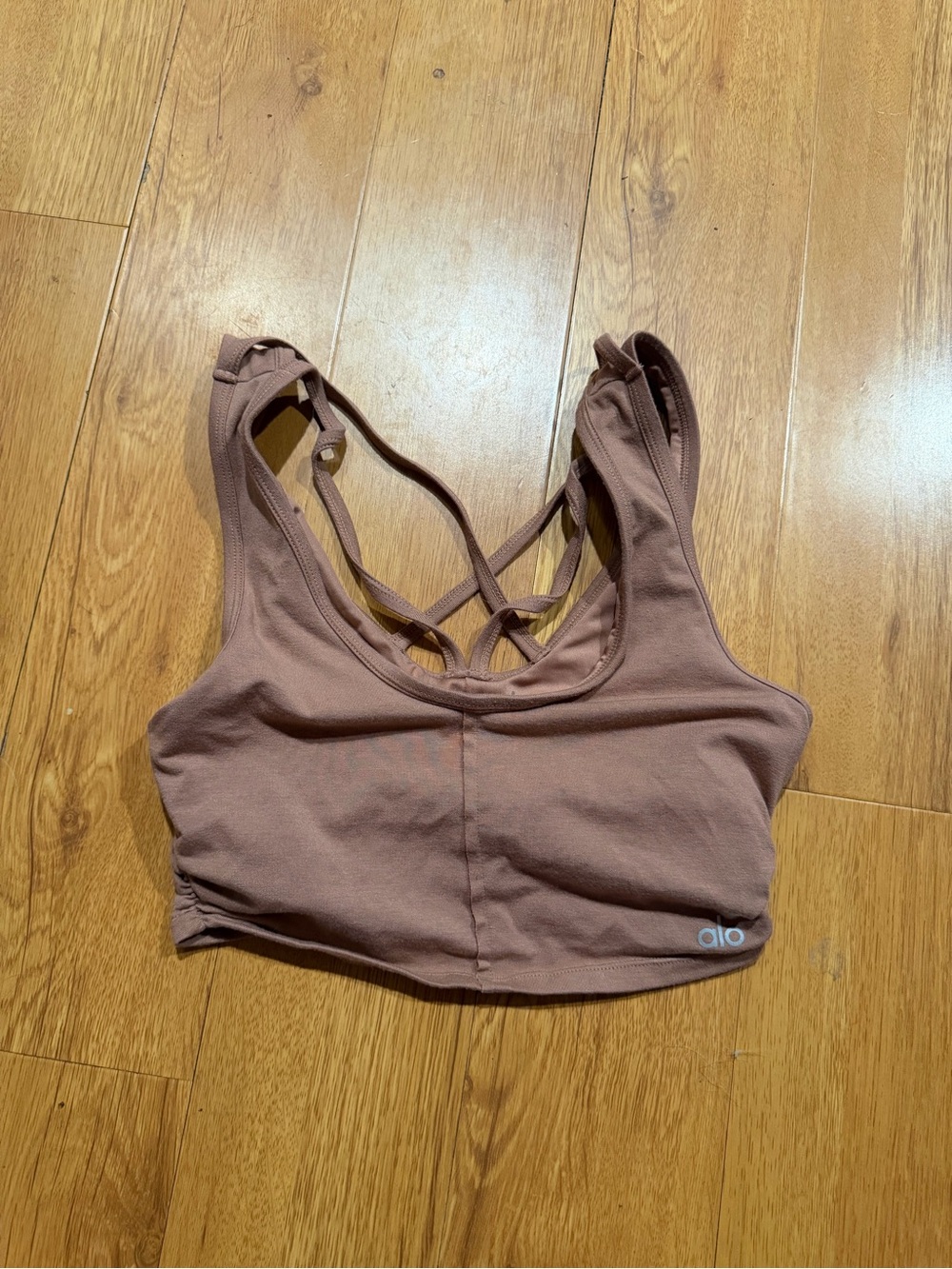 ALO Yoga Mauve Cross-Strap Scoop Sports Bra